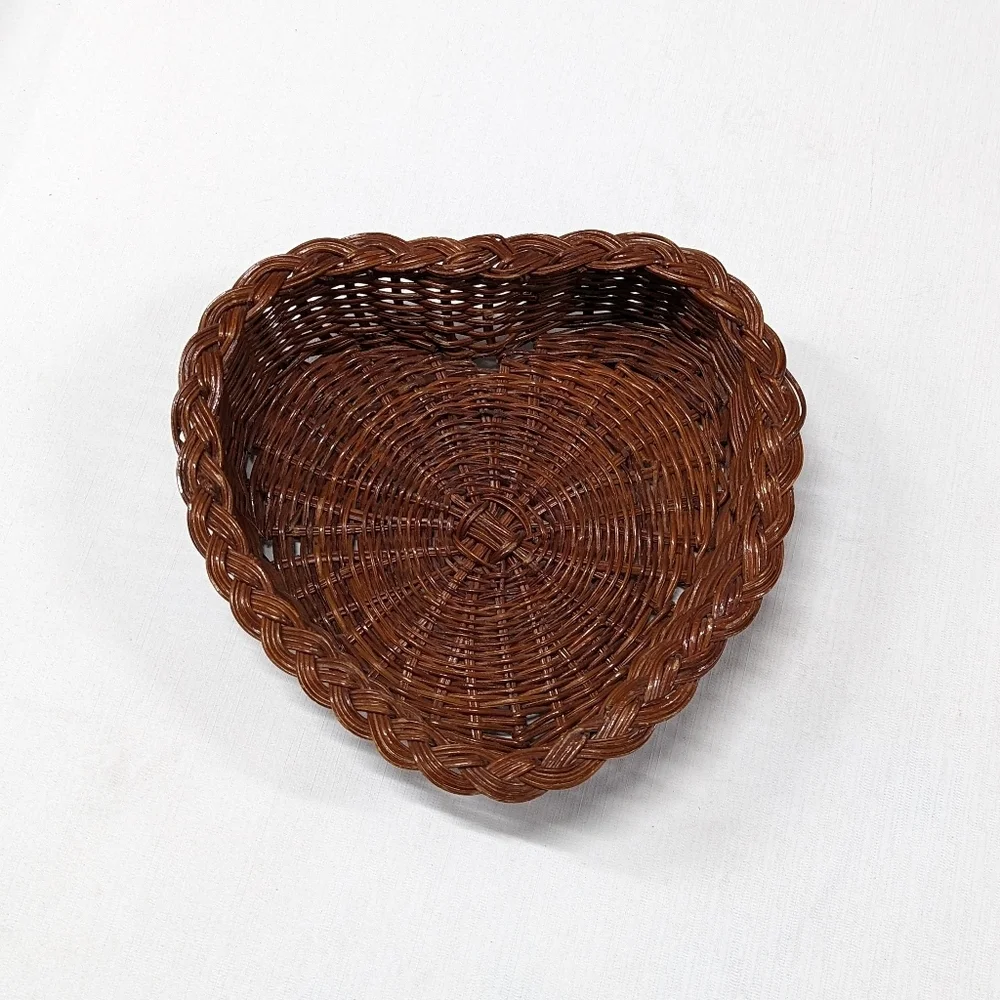Cottagecore Vintage Wicker Heart Nesting Baskets Set of 3 Wall Decor Boho‎